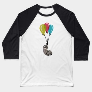 Sloth floating with balloons, Love Sloths Baseball T-Shirt